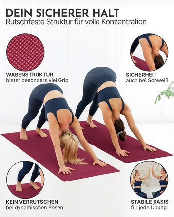 Йога мат NEOLYMP: неслизька, для захисту суглобів – килимок для фітнесу та йоги 183x61 см з PVC, фіолетовий колір. З подарунком: E-book та відеоуроки