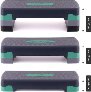 Аеробний степ-платформа MAXXIVA, регульована висота, 80x30,5 см або 67x27 см, бірюзова, для фітнесу та тренувань вдома