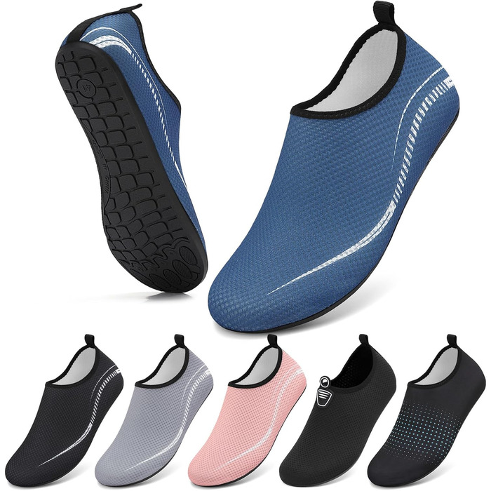 Чоловічі та жіночі водяні черевики для плавання та відпочинку на пляжі. Швидка сушка, антиковзаюча підошва, унісекс (46 EU, блакитний)