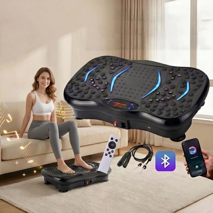 Віброплатформа для тренувань з Bluetooth та магнітною акупресурою, 120 рівнів інтенсивності
