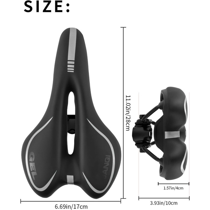 Велосипедне сідло MSDADA Gel MTB: комфортне та ергономічне для гірського велосипеда, BMX, шосе, міського велосипеда та спінінгу (чорний/сірий)