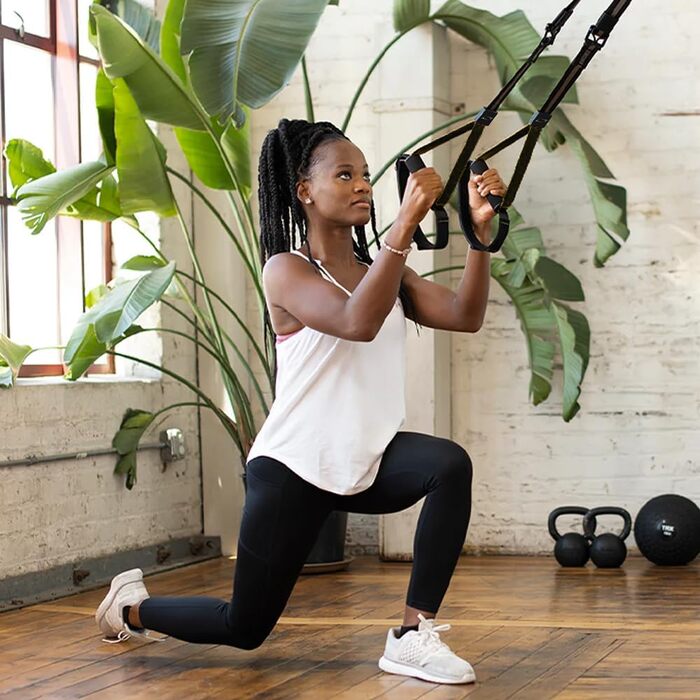 TRX Шкіряний тренажер для підвісної підготовки вдома, TRX стрічки для калістеніки, фітнесу, кросфіту, підходить для віджимань та підвісної підготовки, чорний
