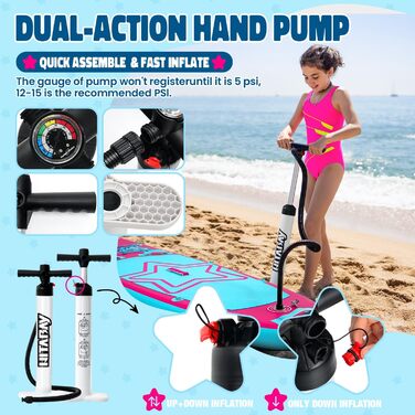Надувне SUP-борд для дітей та підлітків з аксесуарами (рожевий, зірка)