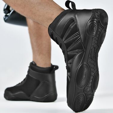 Боксерські черевики чоловічі хай-топ, унісекс, чорні. Професійні боксерські черевики для занять та тренувань. Розмір 43 EU.