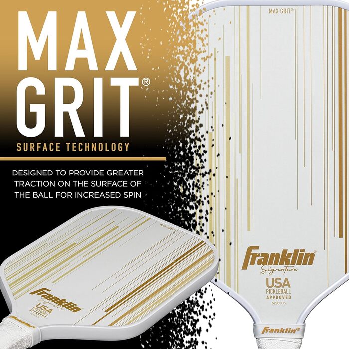 Професійна ракетка для піклболу Franklin Sports Signature Series з покриттям MaxGrit, турнірна, сертифікована USAPA