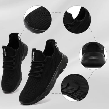 Чоловічі кросівки: спортивні, для бігу, тенісу, фітнесу, ходьби, чорні (39-49 EU)