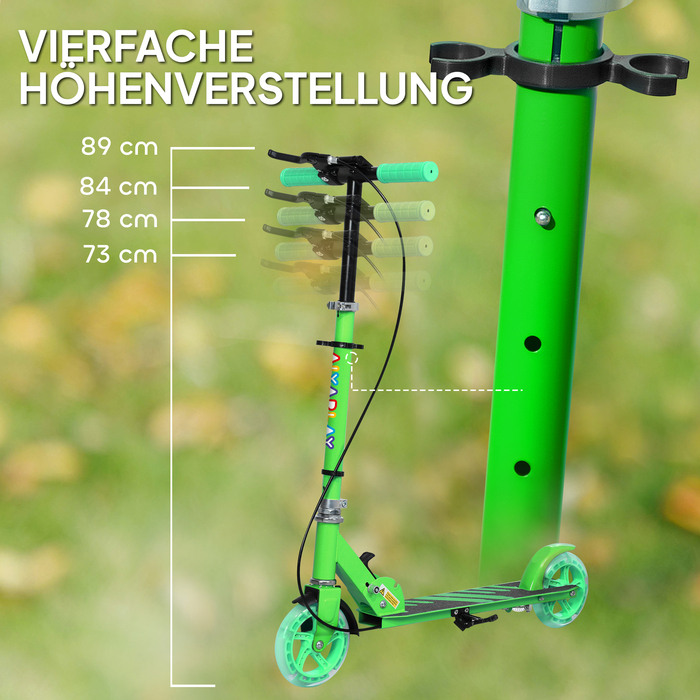 AIYAPLAY Scooter Дитячий складаний дитячий самокат з регульованою висотою керма, 2 колесами, що світяться, ручним гальмом і заднім гальмом Самокат для 3-8 років Kids Green | Аосом