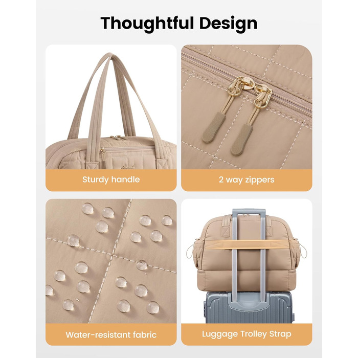 LOVEVOOK Сумка-валіза 35L, Легка дорожня сумка-шопер, Сумка для вихідних, Сумка для пологового будинку, Спортивна сумка, Чорна (L, A-khaki)
