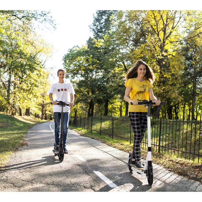 Дитячий та дорослий електричний самокат-трюк з подвійною амортизацією, складний, 200 мм колеса, білий