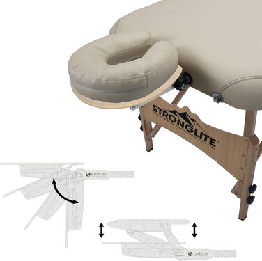 Масажний стіл STRONGLITE Olympia, переносний, 70x185 см, з чохлом, регульованим підголівником, подушкою для обличчя та валіком для ніг