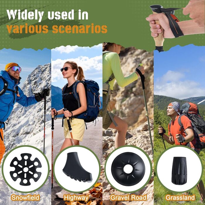 Телескопічні палиці для скандинавської ходьби та трекінгу (2 шт), складані, 110-130 см, алюмінієві, чорні, з гумовими наконечниками та сумкою