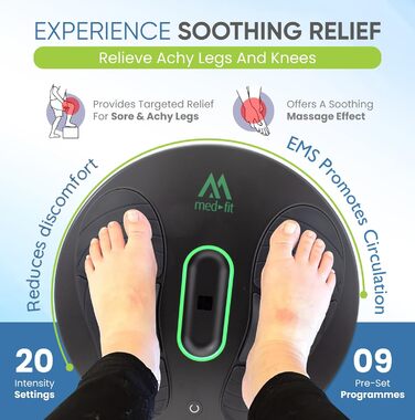 Масажер для ніг TENS та EMS Medi-Boost | Зменшує набряки, Plantarfasciitis, артрит, болі в ногах та спині | Медичний сертифікат