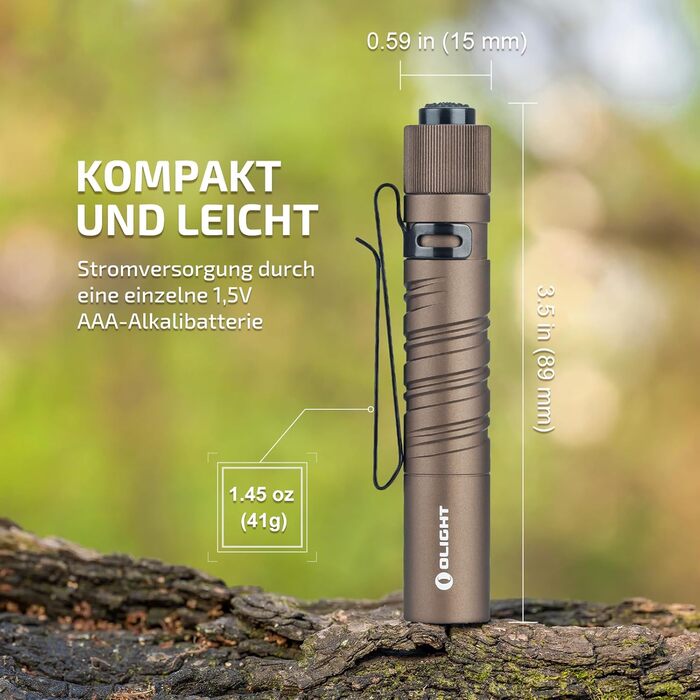 Ліхтарик Olight I3T EOS 180 люмен, міні, водонепроникний IPX8, 16 годин, пісочний колір - для кемпінгу, туризму