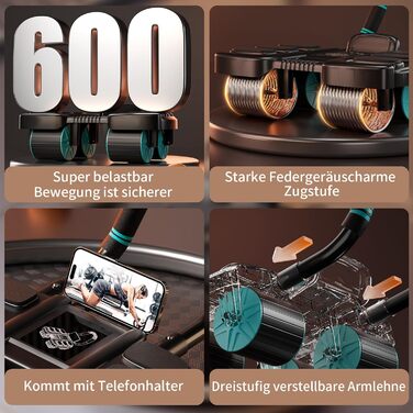 Колесо для преса з упором для ліктя, автоматичне чотириколісне AB Roller з килимком для колін та таймером для тренування м'язів живота
