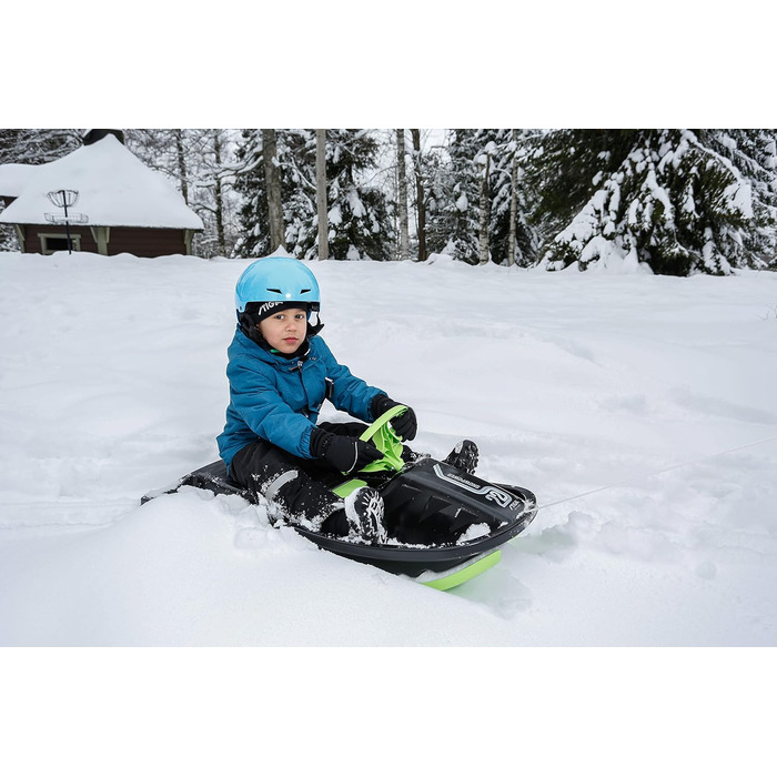 Дитячі сани STIGA Snowpower з кермом, від 5 років, зелено-чорні