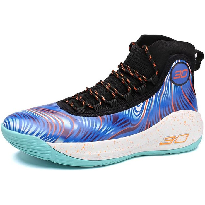 Баскетбольні кросівки для чоловіків, високі, дихаючі, з неслизькою підошвою, для тренувань у залі та на вулиці, білі (чорно-синій, 43 EU)