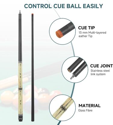 Більярдний кий HomeSeason з скловолокна, 147.3 см, професійний (з чохлом)