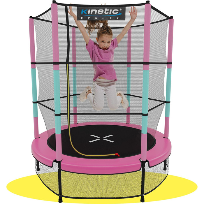 Дитячий батут KINETIC SPORTS Jumper 140 см із захисною сіткою, гумовою підвіскою та м'яким каркасом для дому