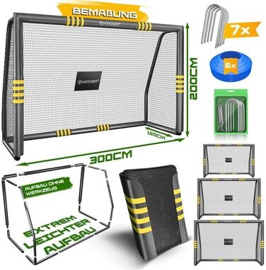 Ворота для футболу KESSER® 300см для тренувань на вулиці, сталевий каркас, антрацит