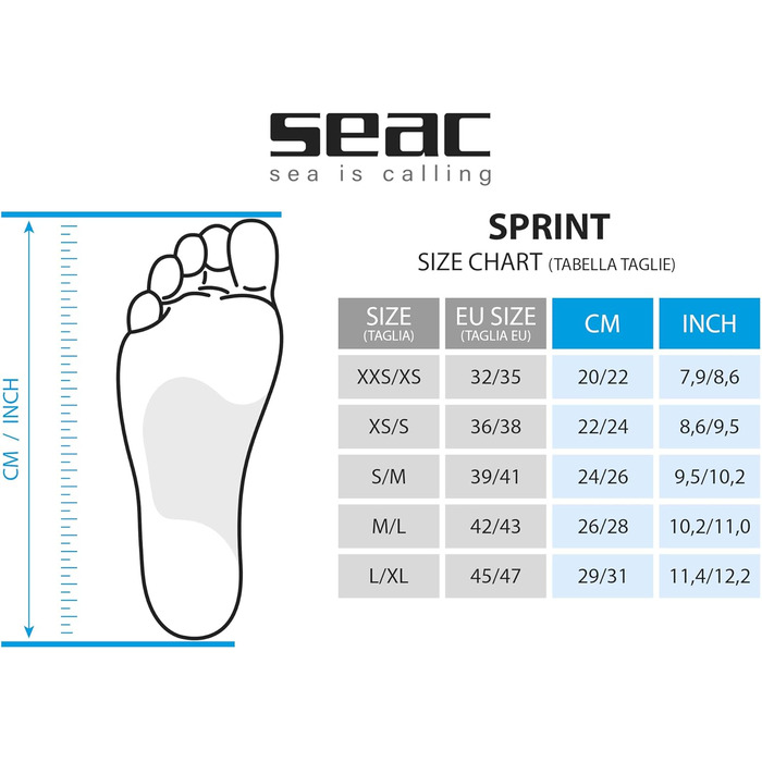 Набір для снорклінгу Seac Sprint: маска, трубка Dry-Top, регульовані ласти 42/44, синій, унісекс