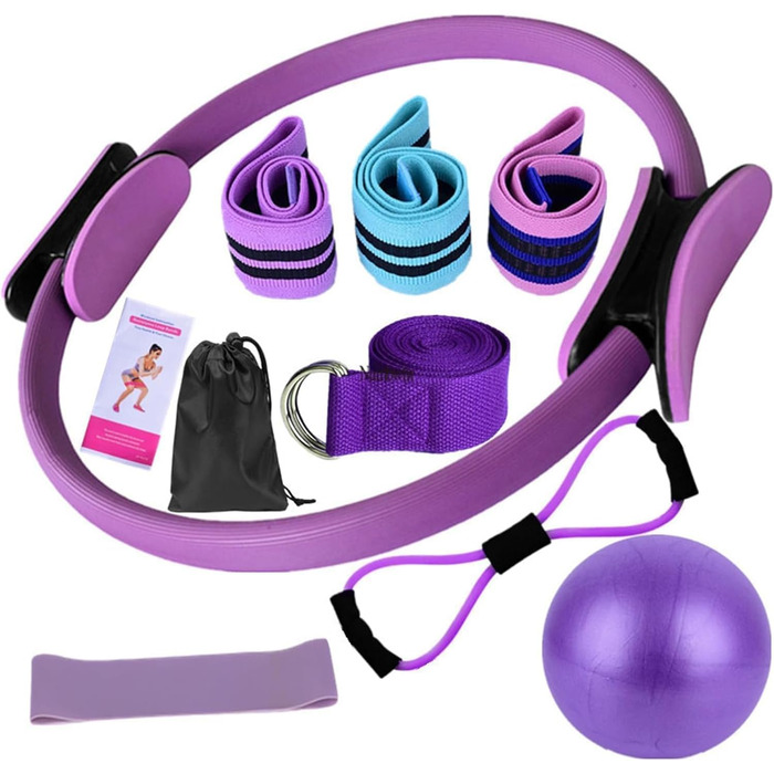Набір для пілатесу HoldOneLight для жінок: кільце, фітбол 25см, гумки Booty та Figure-8. Комплексне обладнання для фітнесу (фіолетовий)
