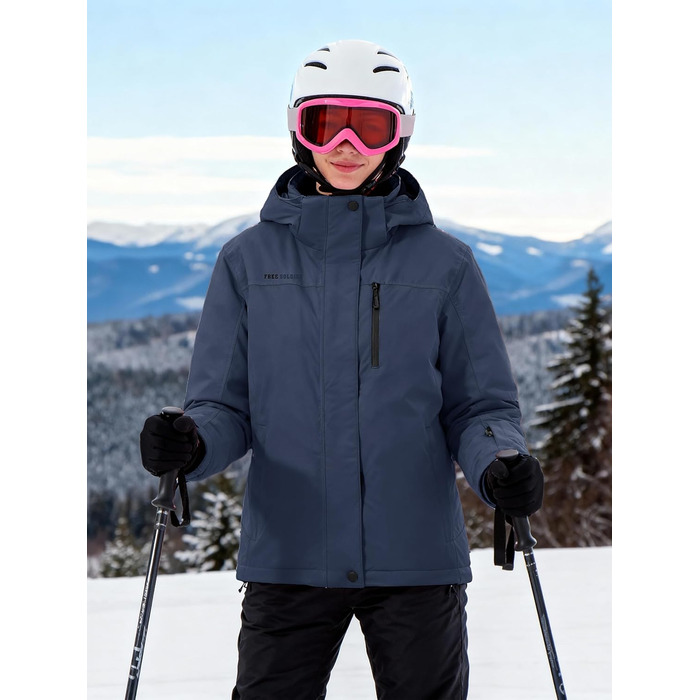 Жіноча водонепроникна куртка для сноубордингу та лижного спорту FREE SOLDIER з флісовою підкладкою та капюшоном. Тепла зимова куртка FREE SOLDIER для жінок, Mitternachtsmarineblau (L)