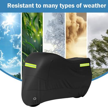 Захисний чохол для мотоцикла Motorrad з відбиваючими смугами, чорний, 245x105x125 см