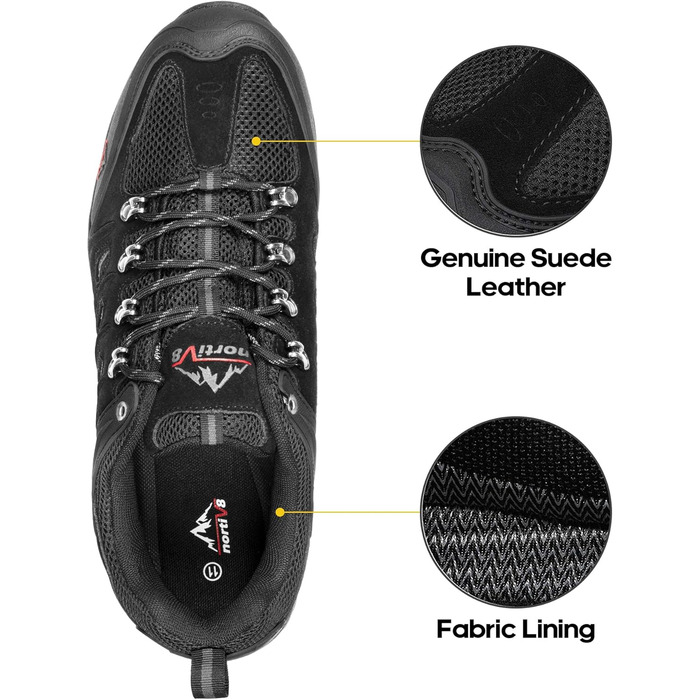 Чоловічі водонепроникні трекінгові черевики NORTIV 44 EU (Чорний, Сірий)