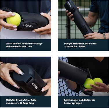 Bounce Tube Padel: Контейнер для м'ячів для падел-тенісу – збільшена тривалість життя м'ячів, збереження пружності, вбудований насос, Made in France