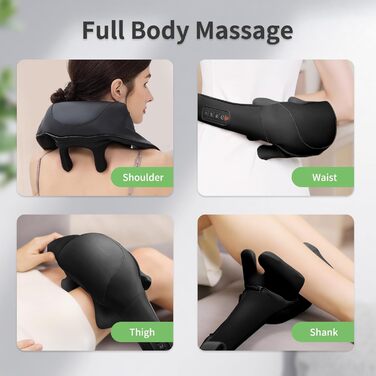 Масажер для шиї та спини з підігрівом Wiederaufladbares Nackenmassagegerät 2600 mAh, 4D масаж, Шиацу для ніг та тіла, зняття болю