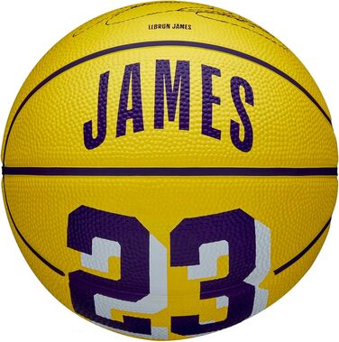 Баскетбольний м'яч WILSON NBA Player Icon, розмір 7 та міні 3, для вулиці, Лос-Анджелес Лейкерс
