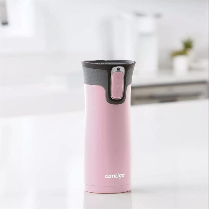 Термокружка Contigo West Loop Autoseal 470 мл, рожевий (Millennial Pink) - неіржавіюча сталь, для подорожей, кави з автозакриттям
