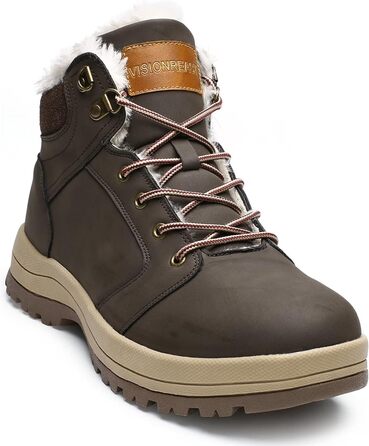 Теплі зимові черевики VisionReast з підкладкою, водонепроникні, для піших прогулянок, трекінгу, для чоловіків та жінок, шнурки, неслизькі, Outdoor (37 EU, Коричневий)