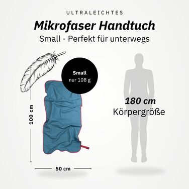 Набір рушників з мікрофібри NORDKAMM® Oeko-Tex, великий рушник для душу, подорожей та спорту (Petrol Blue - Small)