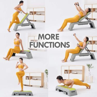 Leikefitness багатофункціональна аеробна платформа зі шнуром, регульована лавка для гантелей, професійний тренажер для домашнього спортзалу, зелена