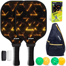 Набір для піклболу JOY SPOT! 2 ракетки + 4 м'ячі + сумка – Легкі ракетки з скловолокном для чоловіків, жінок та початківців – Для гри в приміщенні та на вулиці (Lava)