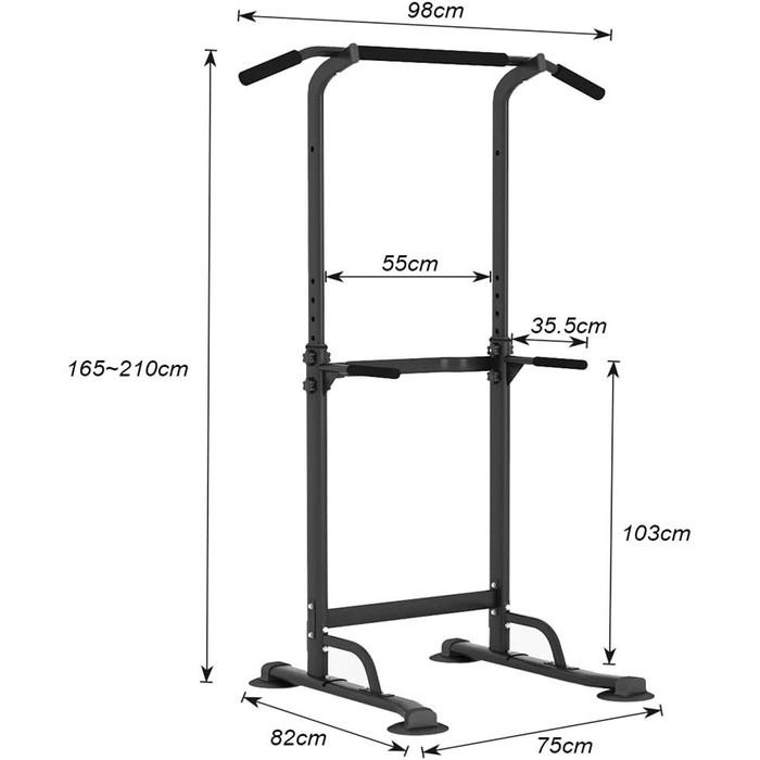 Силова станція sogesfurniture Power Tower, багатофункціональний турнік-бруси, регульована висота 165-210 см, для підтягувань та віджимань, модель BHEU-PSBB005