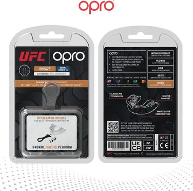 Захист зубів OPRO Bronze – для боксу, єдиноборств, MMA, дорослих та дітей – індивідуальна підгонка для хокею, кікбоксингу, регбі – гарантована якість від дантиста – UFC (білий), дитячий (до 10 років)