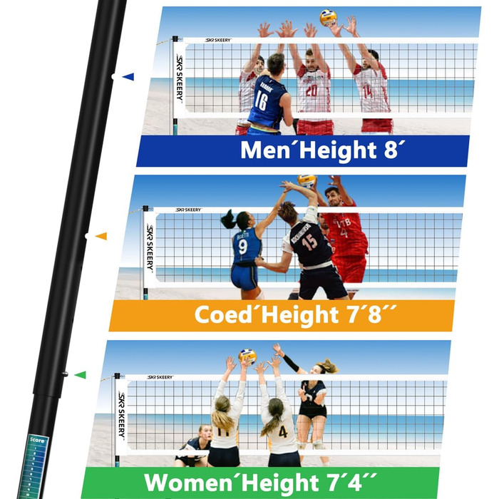 Волейбольна сітка для вулиці: міцна конструкція, регульовані штанги, для саду, газону та пляжу (білий)