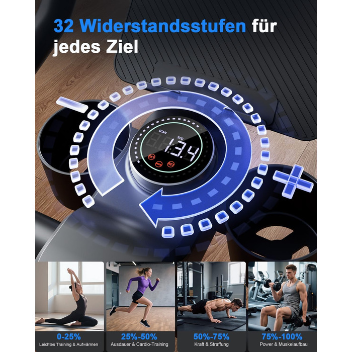 Велотренажер з регульованим магнітним опором, ергометр для дому, фітнес-велосипед 136 кг з тримачем для планшета, фітнес-велосипед з додатком, для дому та фітнес-студії, чорний