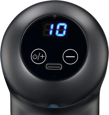 Масажний пістолет Melissa 16770048 з LCD, акумуляторний, 4 насадки, чорний