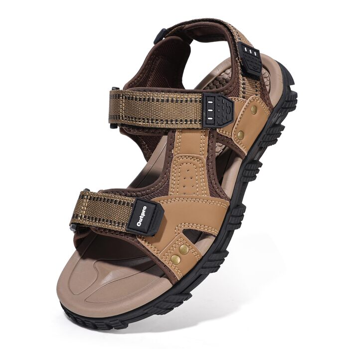 Чоловічі сандалі для активного відпочинку та туризму Khaki Leder, 47 EU - Водонепроникні шкіряні сандалі
