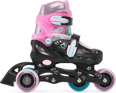 Дитячі ролики RAVEN 4-в-1 (34-37) - ролики-коньки, регульовані, чорний/м'ятний/рожевий