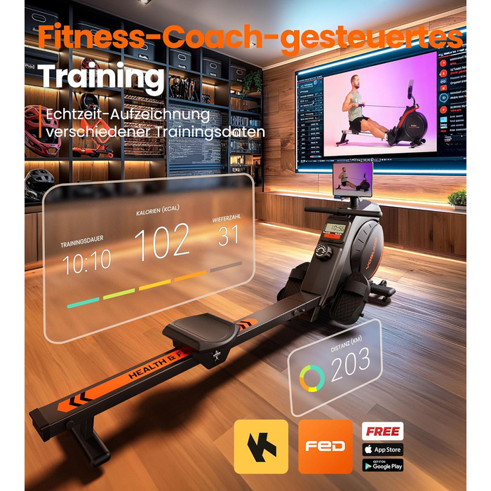 YOSUDA 02-Magnetic Pro: Гребний тренажер для дому, ультратихий, з магнітним опором, 16 рівнів, LCD-дисплей, компактний, до 160 кг