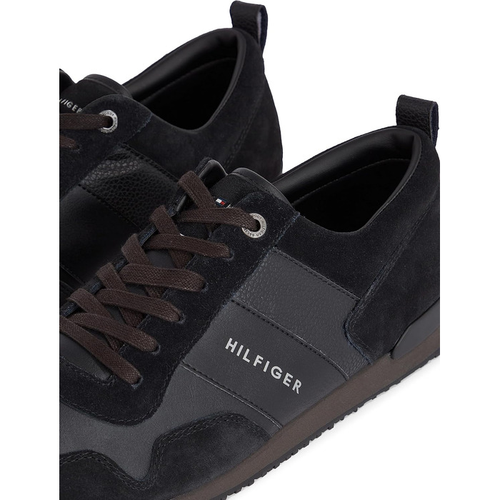 Чоловічі кросівки Tommy Hilfiger Runner Iconic з шкіри та замші (48 EU, чорний)