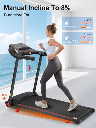 Біговий тренажер BTM для дому, 3.0PS, нахил, 1-14 км/год, складаний Walking Pad з LED дисплеєм, до 120 кг, чорний