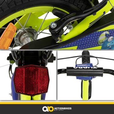 Детский велосипед Actionbikes Turbo 12/16 дюймов - V-Brake тормоза, защита от брызг, для детей 2-7 лет (для девочек и мальчиков)