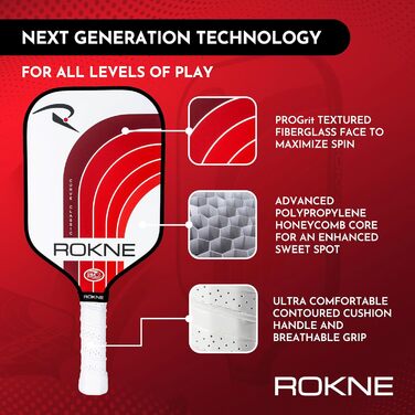 Ракне Curve Classic: Плескебол ракетка | Схвалено USAPA | Скловолокно, ProGrit текстура для обертання та сили