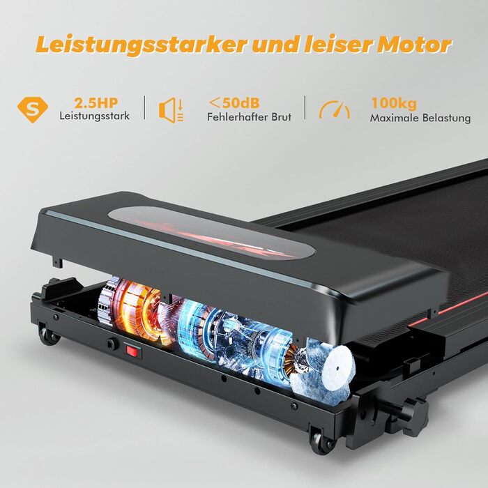 Біговий тренажер RAOO MIN для дому, 1-12 км/год, двигун 2.5HP, складаний, з LED-дисплеєм, підставка для iPad/телефону, Bluetooth-динамік, чорний