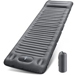 Isomatte Camping 12 см: Надувний килимок для кемпінгу з компактним розміром та насосом, ультралегкий, водонепроникний, анти-ріпстоп для походів та пляжу (сірий)